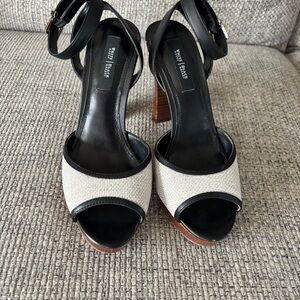 White House Black Market Two-Tone Ankle-Strap Block Heel Sandals